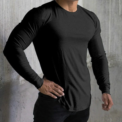 Solid Color Long Sleeve Cotton T-Shirt