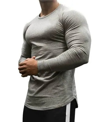 Solid Color Long Sleeve Cotton T-Shirt