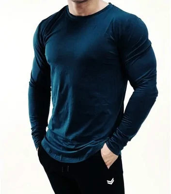 Solid Color Long Sleeve Cotton T-Shirt